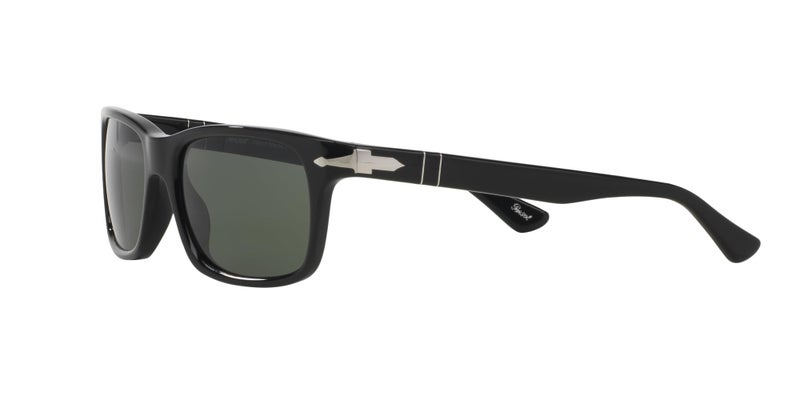 Persol PO3048S Rectangular Sunglasses, Black/Green, 58 mm - Image 3