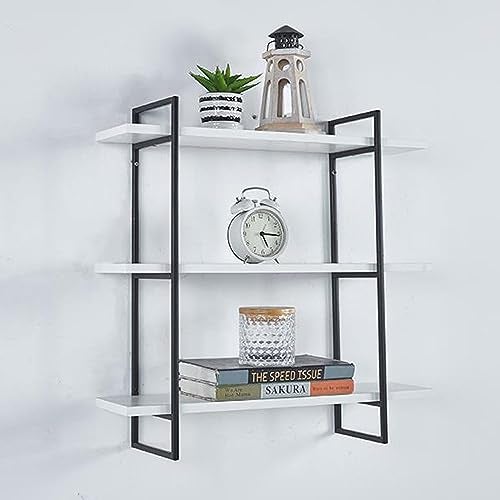 DDS Dream Decor Shoppee Three Tier Metal & Engineered Wood Kitchen Rack Floating Shelves for Wall Décor Storage, Wall Shelves, Wall Mounted for Bedroom, Living Room, Bathroom (Black White) - Image 5