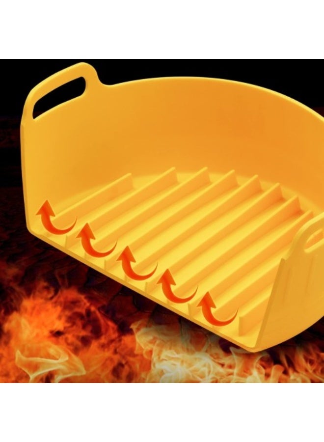 هابي هوم 1 قطعة صينية سيليكون للمقلاة هوائية بطانات السيليكون للمقلاة الهوائية قابلة لإعادة الاستخدام مع فرشاة للأطباق بالصابون السائل(7.68 × 7.68 × 2.5 بوصة) - Image 5