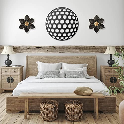 Picfarce Metal Flower Wall Art Decor, 10“ Rustic Modern Floral Sculpture, Distressed Iron Wall Hanging Home Decoration Accent Artworks for Indoor Kitchen Bedroom Living Room Office Outdoor Garden Patio - Image 3