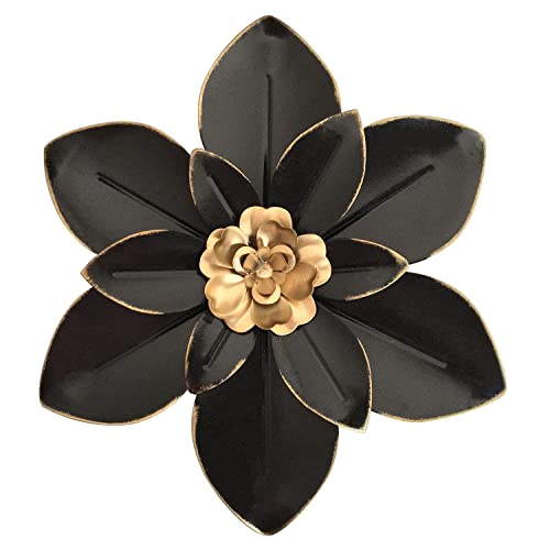 Picfarce Metal Flower Wall Art Decor, 10“ Rustic Modern Floral Sculpture, Distressed Iron Wall Hanging Home Decoration Accent Artworks for Indoor Kitchen Bedroom Living Room Office Outdoor Garden Patio - Image 1