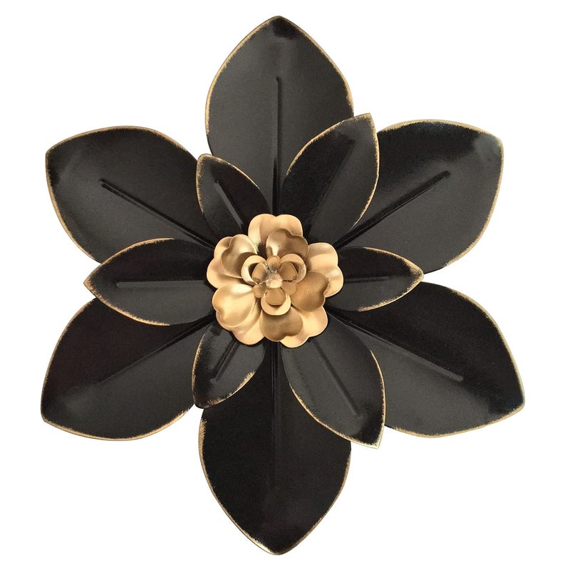 Picfarce Metal Flower Wall Art Decor, 10“ Rustic Modern Floral Sculpture, Distressed Iron Wall Hanging Home Decoration Accent Artworks for Indoor Kitchen Bedroom Living Room Office Outdoor Garden Patio - Image 4