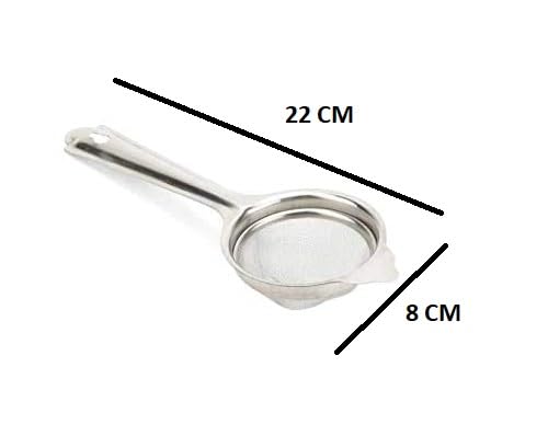Awadh Double Jali Stainless Steel Tea Strainer Chalani 9 cm Medium with Handle 22 cm Large Pack of 2 - Image 3