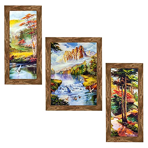 Indianara Set of 3 Deer Pair in the Jungle Art Painting without glass (Multicolour, 6 X 13, 10.2 X 13, 6 X 13 inch, 3226MW) (Style 3) - Image 1