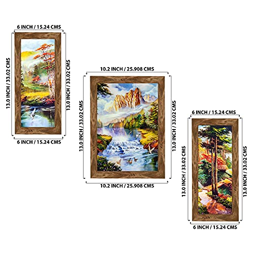 Indianara Set of 3 Deer Pair in the Jungle Art Painting without glass (Multicolour, 6 X 13, 10.2 X 13, 6 X 13 inch, 3226MW) (Style 3) - Image 2