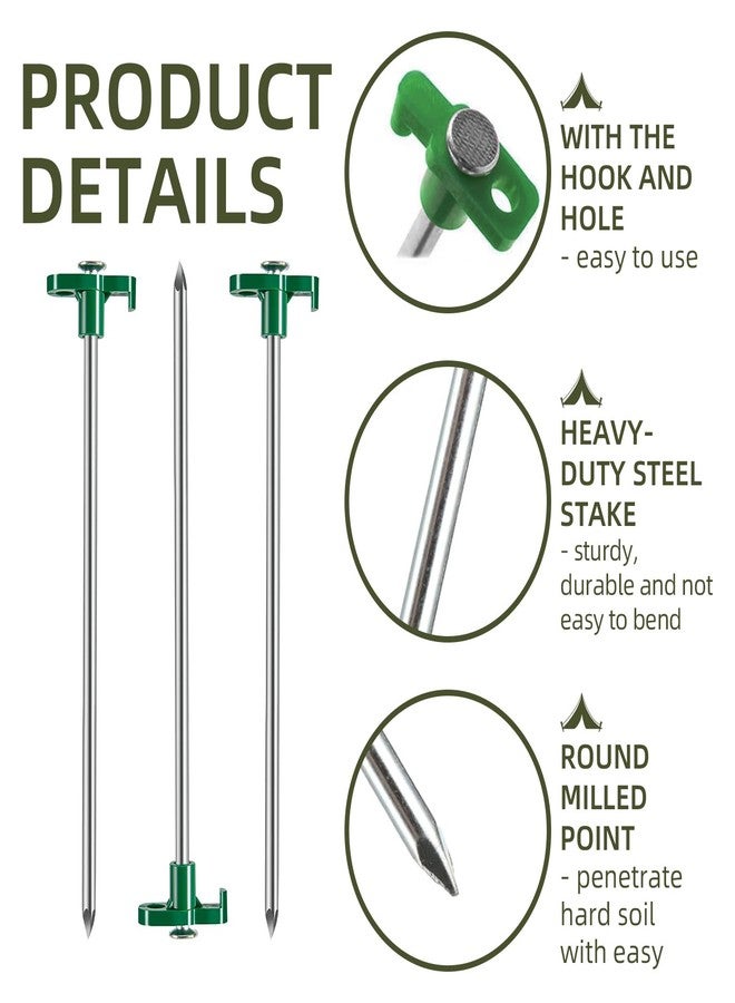 Ohiyoo 50 Pack Tent Stakes Heavy Duty 10 Inch Camping Stakes Yard Stakes Metal Tent Pegs for Ground Stakes Tent Spikes for Camping Garden Yard (Green) - Image 3