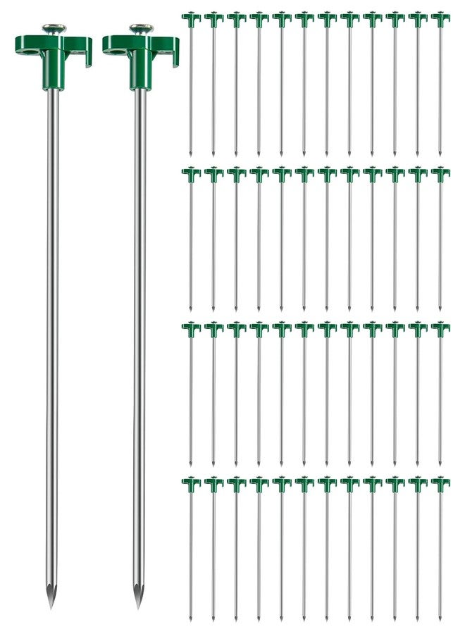 Ohiyoo 50 Pack Tent Stakes Heavy Duty 10 Inch Camping Stakes Yard Stakes Metal Tent Pegs for Ground Stakes Tent Spikes for Camping Garden Yard (Green) - Image 1