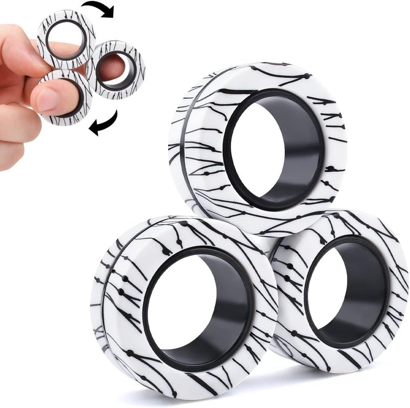 Cevioce 3 PCS Magnetic Rings Fidget Toys Set for Adults Boys TeensADHD Anxiety Fidget Spinner Magnetic RingCoolest Finger Stress Relief Toys Kids Birthdays Easter Gifts for 8 9 10 11 12 Year Old - Image 2