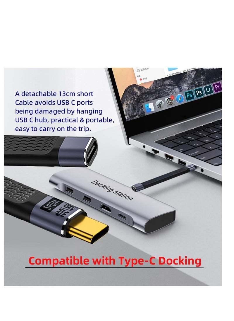 SYOSI 40Gbps USB4 Male to Female Straight Slim Flat Extension Cable 13cm with 240W Charg-ing and 8K@60Hz Compatible with Thunderbolt3/4  - Image 5