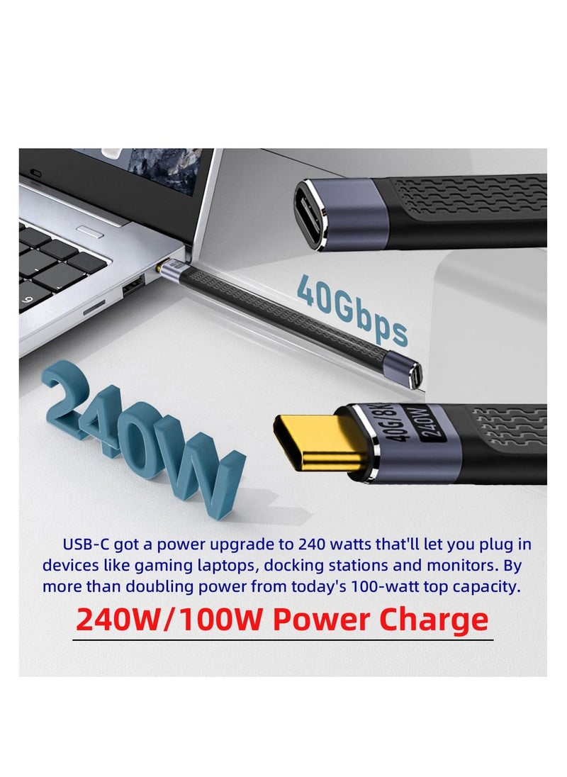 SYOSI 40Gbps USB4 Male to Female Straight Slim Flat Extension Cable 13cm with 240W Charg-ing and 8K@60Hz Compatible with Thunderbolt3/4  - Image 3