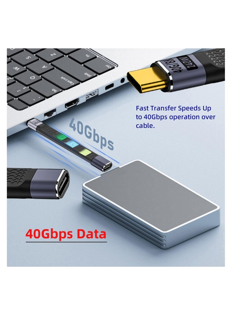 SYOSI 40Gbps USB4 Male to Female Straight Slim Flat Extension Cable 13cm with 240W Charg-ing and 8K@60Hz Compatible with Thunderbolt3/4  - Image 4