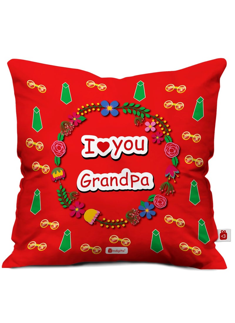 Indigifts Indigifts Grandfather Birthday Gifts I Love You Grandpa Quote Seamless Tie Pattern Red Coffee Mug & Cushion Cover 12x12 inch with Filler - Gift for Granddad Grandparents Anniversary, Grandfather Mug  - Image 3