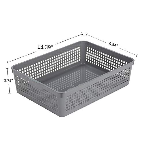 Eslite Plastic Organizing Baskets/Storage Tray Baskets,6-Pack,Gray - Image 2