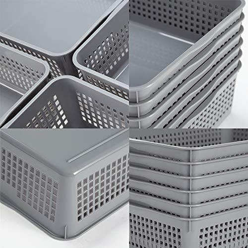 Eslite Plastic Organizing Baskets/Storage Tray Baskets,6-Pack,Gray - Image 3