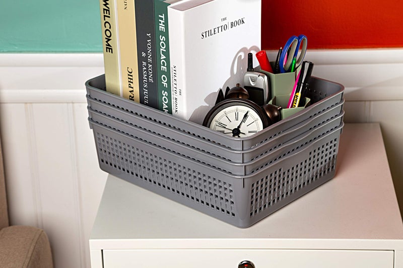 Eslite Plastic Organizing Baskets/Storage Tray Baskets,6-Pack,Gray - Image 5