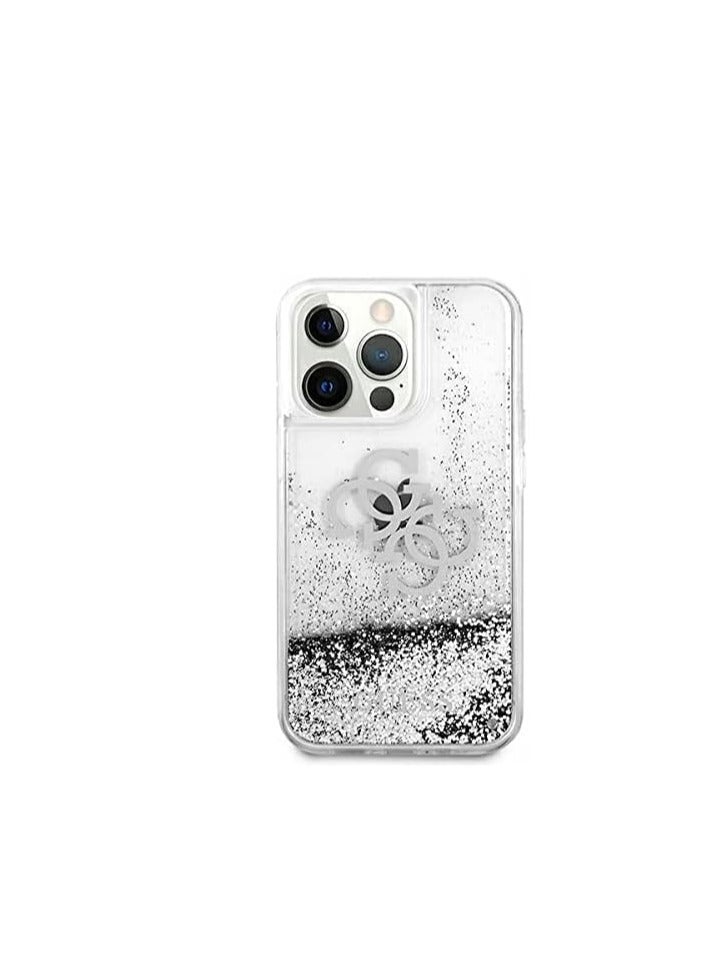 GUESS Guess Liquid Glitter Case 4G Electroplated Logo For Iphone 13 Pro (6.1") - Silver - Image 2