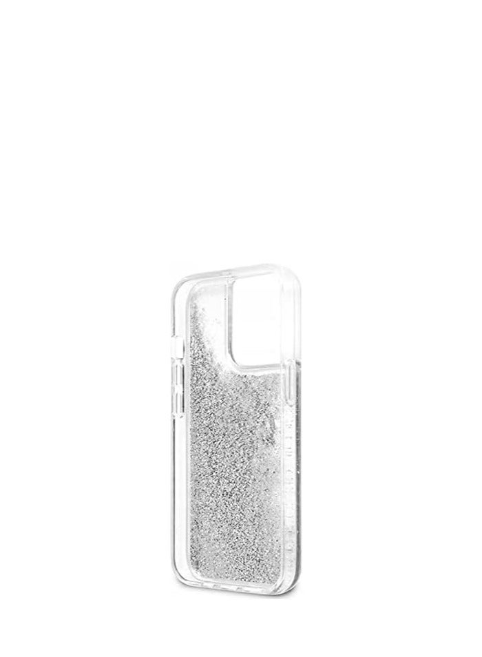 GUESS Guess Liquid Glitter Case 4G Electroplated Logo For Iphone 13 Pro (6.1") - Silver - Image 3