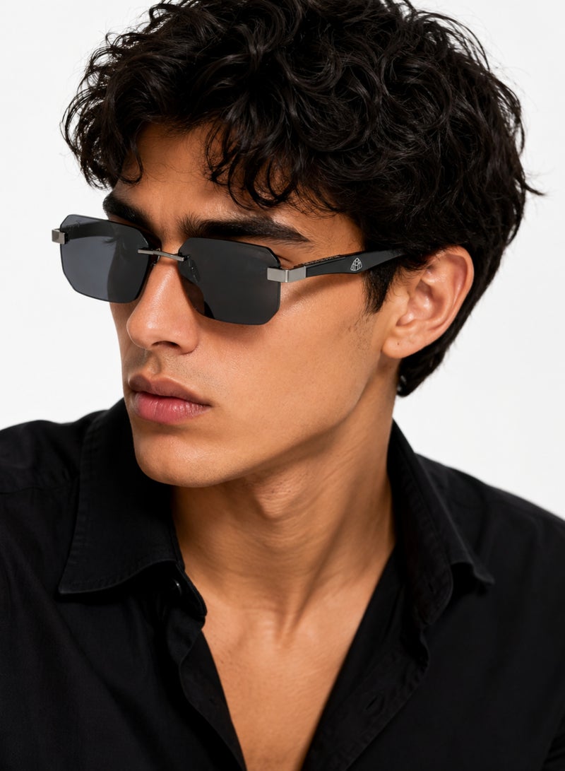 MAYBACH Rimless Sunglasses for Men & Women – Black Titanium Designer UV400 Shades with Frameless Square Lens - Image 4
