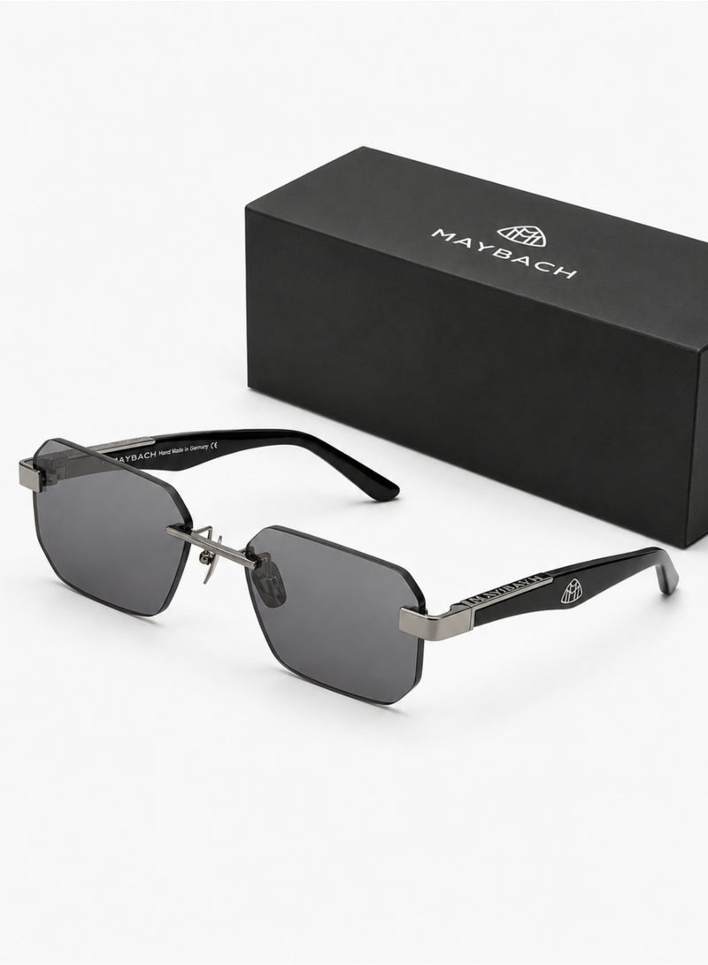 MAYBACH Rimless Sunglasses for Men & Women – Black Titanium Designer UV400 Shades with Frameless Square Lens - Image 1