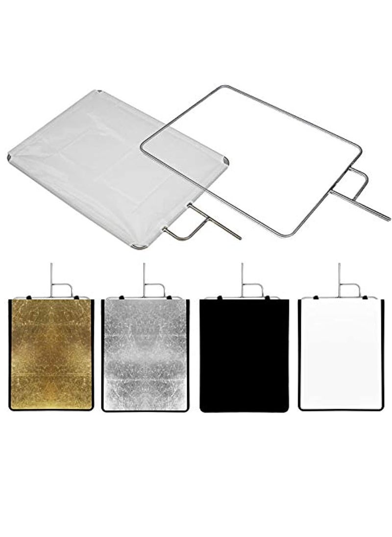 Coopic - 4-in-1 Photography Reflector Flag Panel Cover Cloth with Metal Frame Flag for Photo Video Studio Lighting, Gold/Black/Silver/White - Image 1