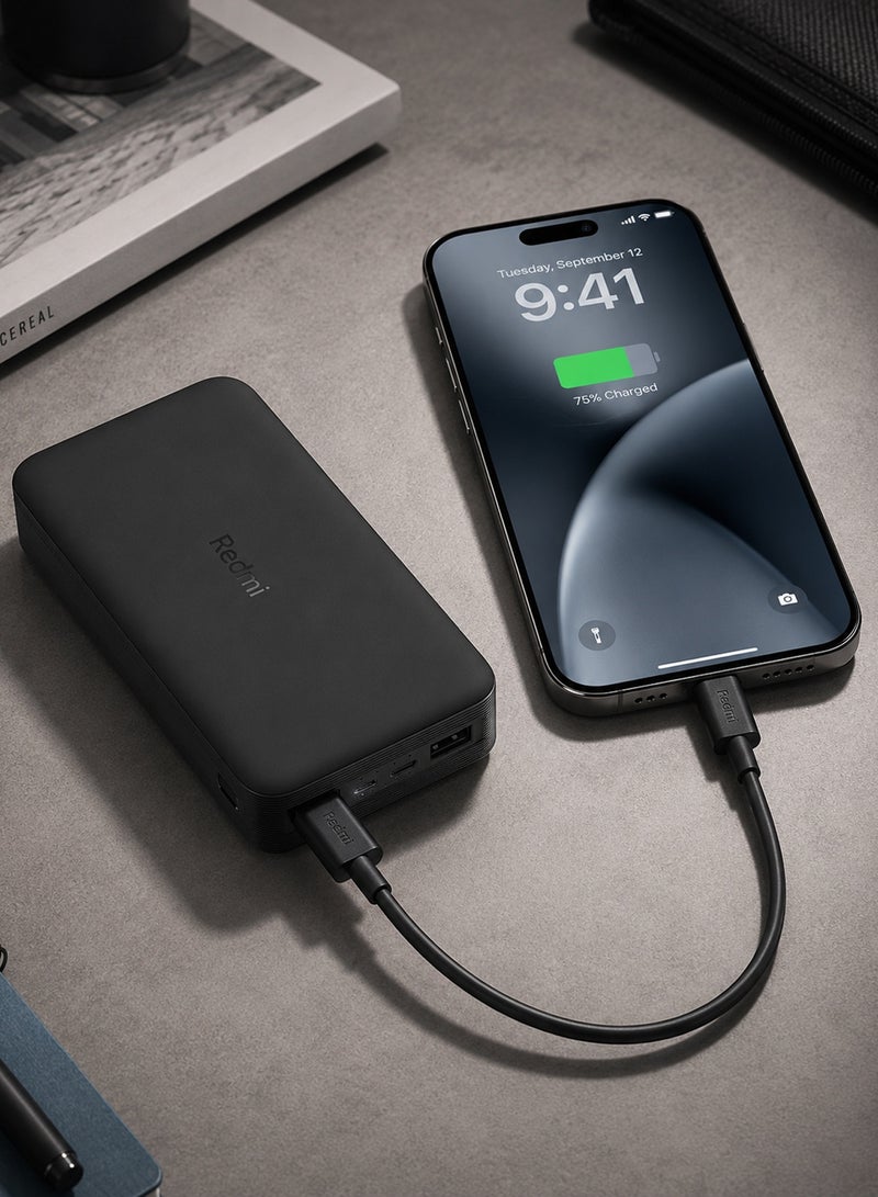 Xiaomi Redmi 20000mAh 18W Fast Charge Power Bank, Black black - Image 3