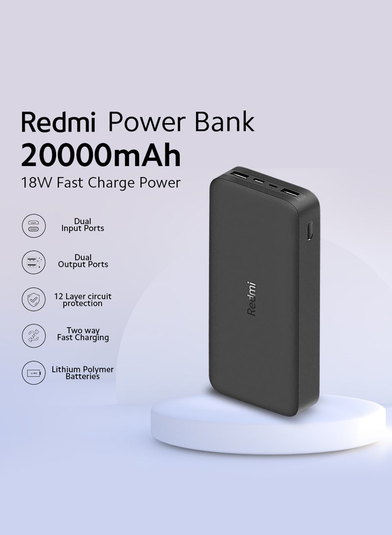 Xiaomi Redmi 20000mAh 18W Fast Charge Power Bank, Black black - Image 2
