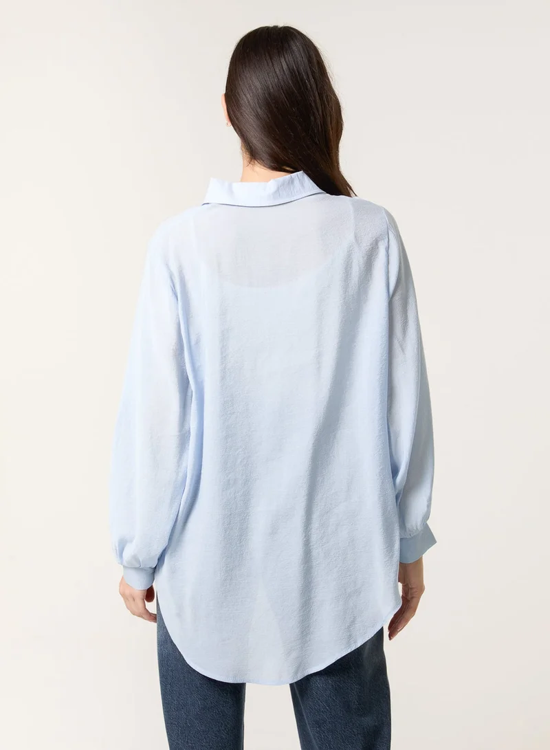 Blue Vanilla Diamante Detailed Classic Shirt