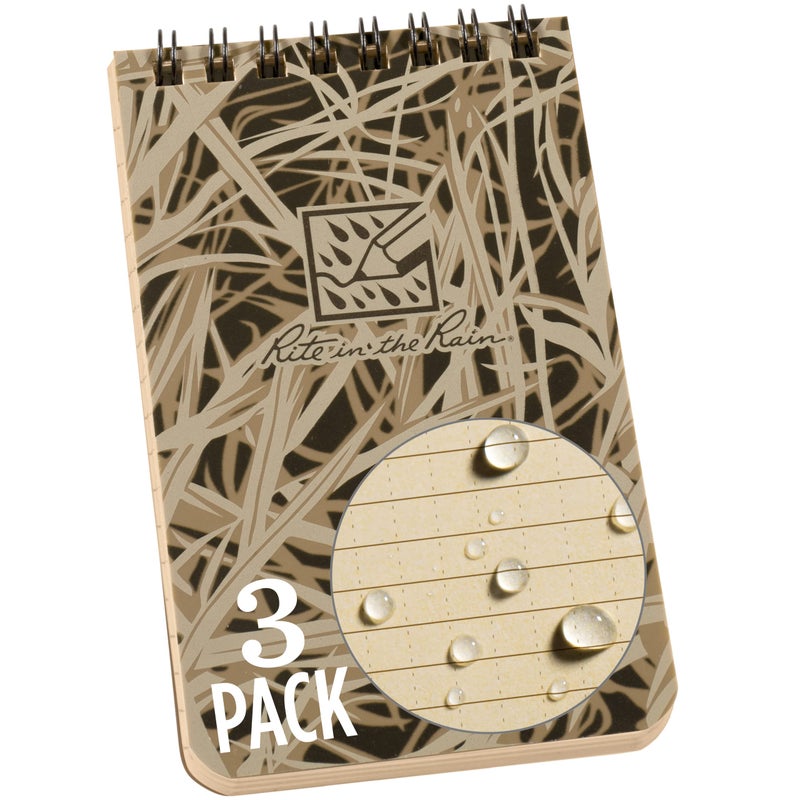 Rite in the Rain Weatherproof Top Spiral Notebook, 3â€ x 5â€, Classic Heritage Grass Camo Cover, Universal Pattern, 3 Pack (No. RG935T-3) - Image 1