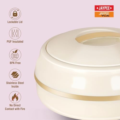 JAYPEE Alisa Neo 2250 ml Insulated Inner Stainless Steel Casserole| BPA Free | Food Grade | Easy to Carry | Easy to Store | Ideal for Chapatti | Casserole for roti, Best for Gifting Purpose,Golden - Image 4