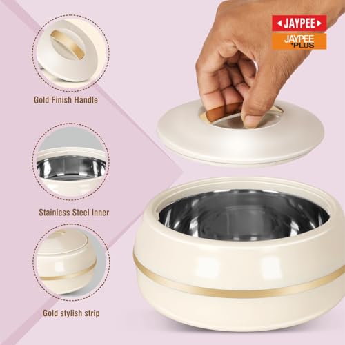 JAYPEE Alisa Neo 2250 ml Insulated Inner Stainless Steel Casserole| BPA Free | Food Grade | Easy to Carry | Easy to Store | Ideal for Chapatti | Casserole for roti, Best for Gifting Purpose,Golden - Image 3