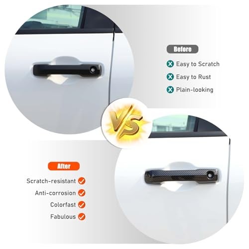 TOYCIDFG Door Pull Handle Cover Trim Compatible with Toyota Tundra 20222025 Car Exterior Door Handles Decoration Accessories 4PCS Carbon Fiber Pattern - Image 3