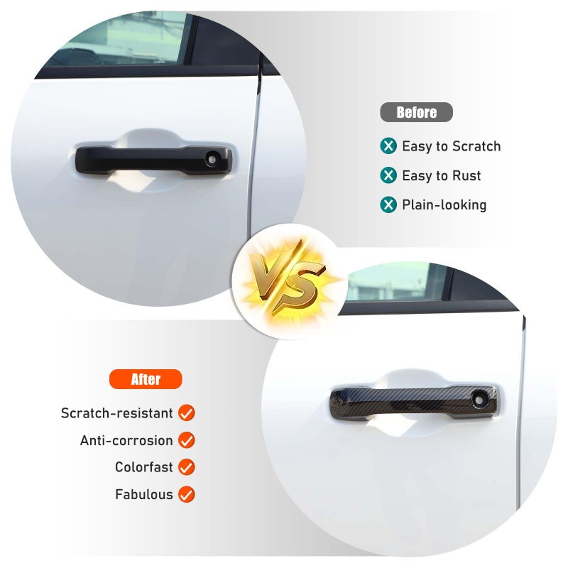 TOYCIDFG Door Pull Handle Cover Trim Compatible with Toyota Tundra 20222025 Car Exterior Door Handles Decoration Accessories 4PCS Carbon Fiber Pattern - Image 4