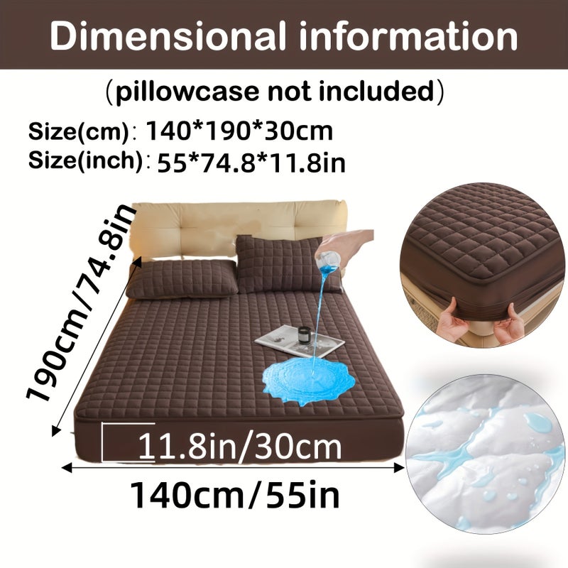 1pc Quilted Mattress Protector (Without Pillow And Core), Soft Comfortable Solid Color Bedding Mattress Cover, Fitted Sheet Mattress Protector for Bedroom, Guest Room, with Deep Pocket, Fitted Sheet 90*200cm 160 * 200cm, And Other Multiple Sizes - Image 1