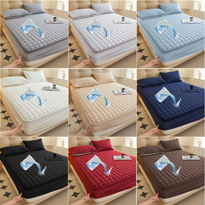 1pc Quilted Mattress Protector (Without Pillow And Core), Soft Comfortable Solid Color Bedding Mattress Cover, Fitted Sheet Mattress Protector for Bedroom, Guest Room, with Deep Pocket, Fitted Sheet 90*200cm 160 * 200cm, And Other Multiple Sizes - Image 4