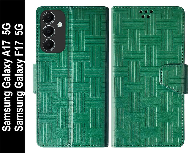 SBMS Flip Cover for Samsung Galaxy A17 5G / Samsung Galaxy F17 5G Back Cover Case with Magnatic Closure | Inbuilt Stand | Card & Money Pocket (MatGreen) - Image 2