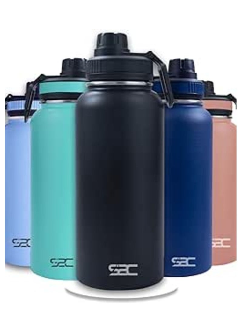 S2C - S2C Stainless Steel Water Bottle 1L,32oz Double Wall Vacuum Insulated Water Bottle, BPA Free Water Bottle for Kids School with Spout Lid - Thermos Water Flask for Hot Water, Water Bottles (BLACK) - Image 1