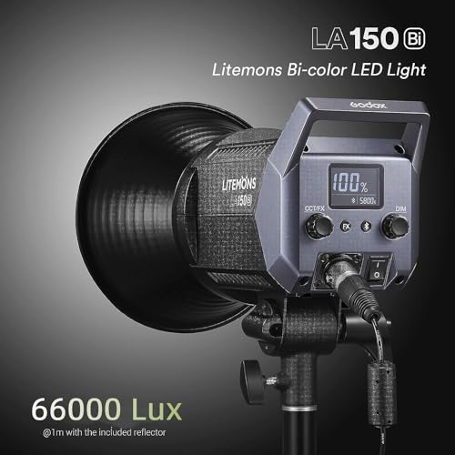 Godox Litemons LA150Bi LED Video Light, 2800K-6500K, Bowens Mount, CRI 96+ TLCI 97+, 11 FX Effect,0-100% Dimming, APP Control, for Film Shooting, Wedding, Live Broadcast, Portrait - Image 2