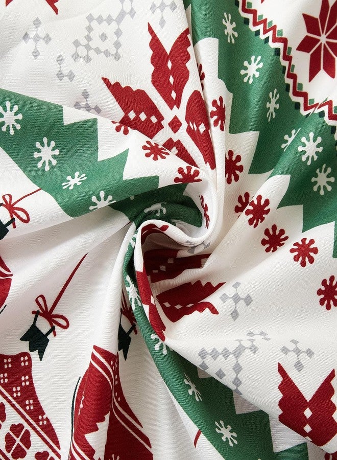 Vaulia Soft Microfiber Sheets, Print Christmas Holidays Pattern, 4-Piece Set (1 Fitted Sheet 1 Flat Sheet 2 Pillowcases), Green and Red Color Reindeer, King Size - Image 4