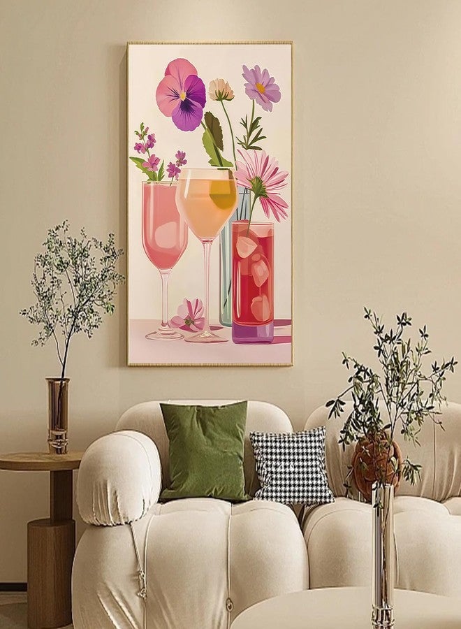 Camocin Framed Paint by Numbers Kit for Adults - Cocktail Paint by Numbers with Frame for Beginner, Flowers Acrylic Adult Painting by Number Kits on Canvas Framed for Gift Decor 8 x 12 Inch - Image 2