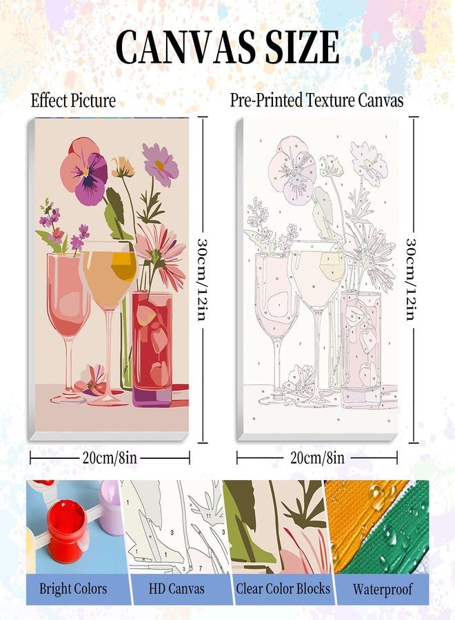 Camocin Framed Paint by Numbers Kit for Adults - Cocktail Paint by Numbers with Frame for Beginner, Flowers Acrylic Adult Painting by Number Kits on Canvas Framed for Gift Decor 8 x 12 Inch - Image 3