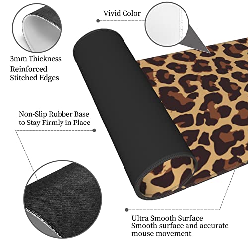 Yilad Leopard Print Gaming Mouse Pad Non Slip XL Large Mousepad Stitched Edge Rubber Base Desk Mat for Laptop PC Computer - Image 4