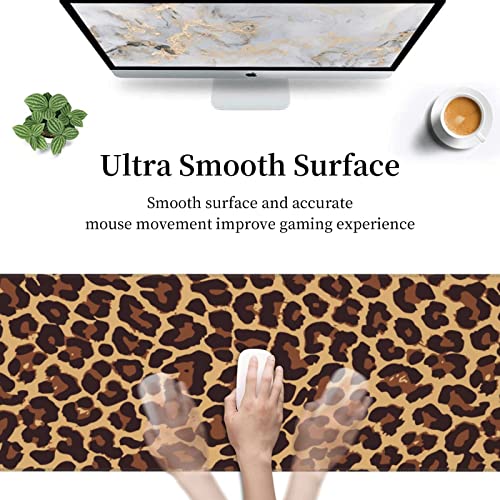 Yilad Leopard Print Gaming Mouse Pad Non Slip XL Large Mousepad Stitched Edge Rubber Base Desk Mat for Laptop PC Computer - Image 3