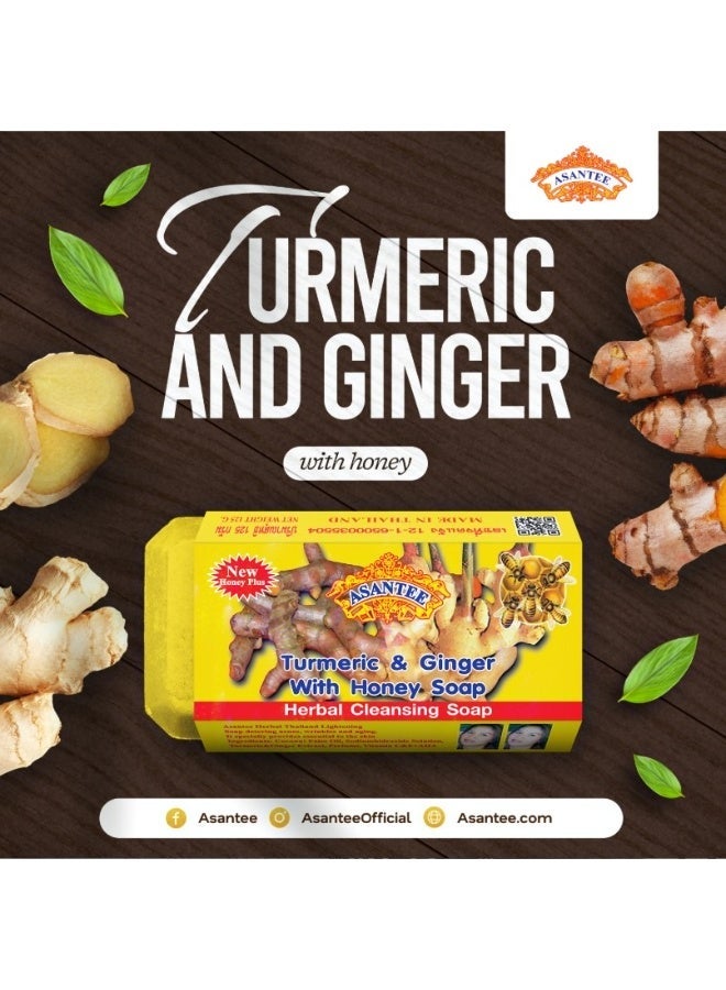 Asantee Turmeric & Ginger with Honey Soap 125g for Brightening & Hydration, Moisturizing Deep Cleansing Herbal Bath Soap for Soft Smooth Skin - Image 2