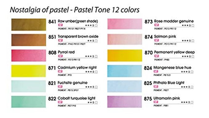 Mungyo Professional Solid Water Colors 12 Pan Colors Pastel Tone - Image 3