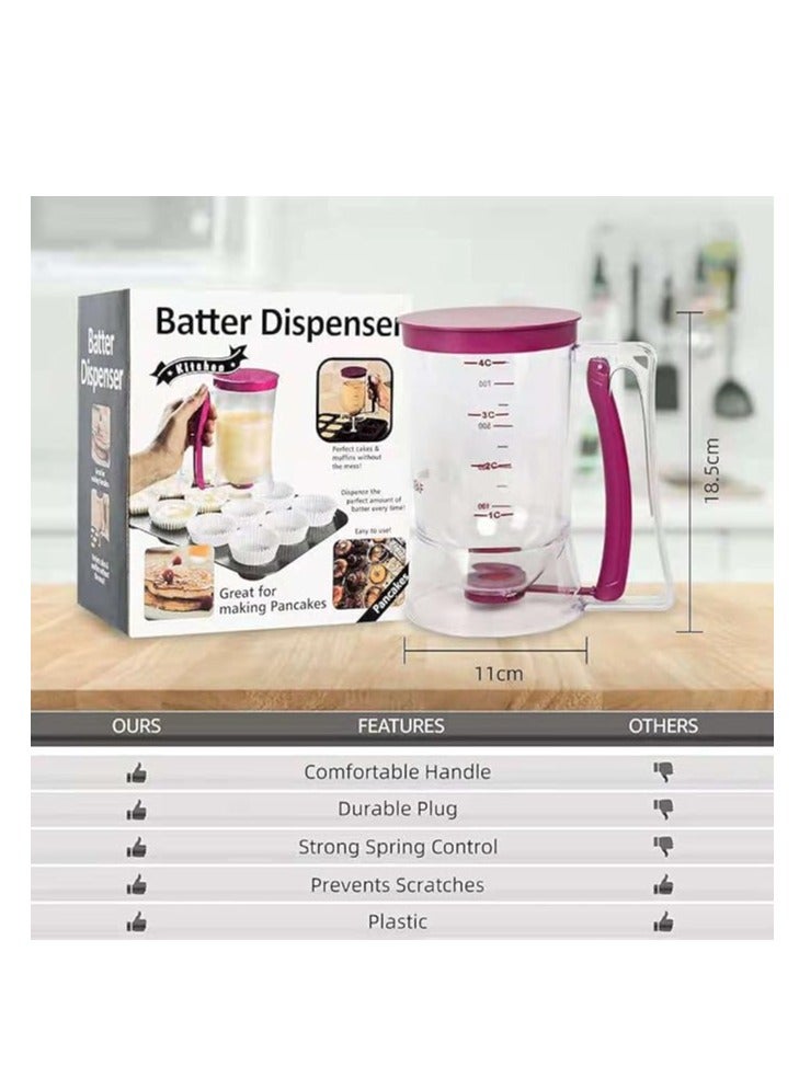 Batter Separator, Batter Dispenser for Cupcakes Pancakes Cookie Cake Waffles, Cookie Separator Batter Cream Sepratator Baking Tools with Measuring Label, Pancake Batter Dispenser