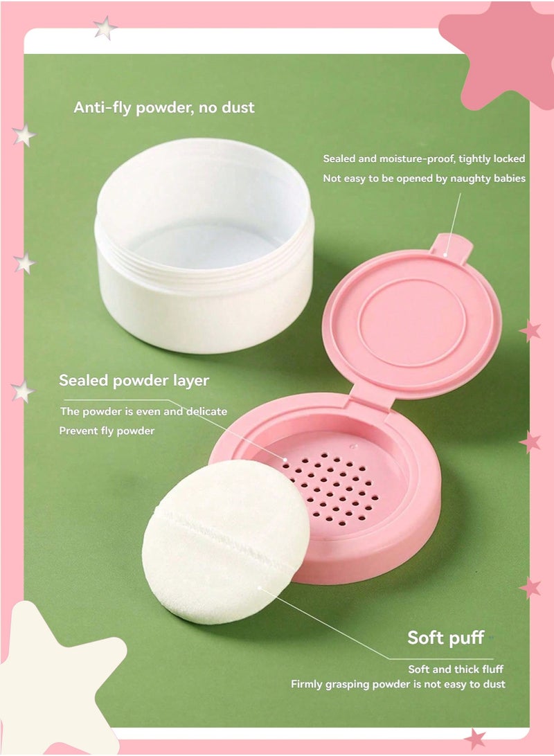 insular Baby Powder Puff Box, 1 Pack Fluffy Puff with Moisture-Proof Sealed Container,  Anti-Slip Comfort Grip for Baby Talcum/Body Powder, Multi-Use for Infant Skin Care & Women Loose Powder (Pink Panda) - Image 2