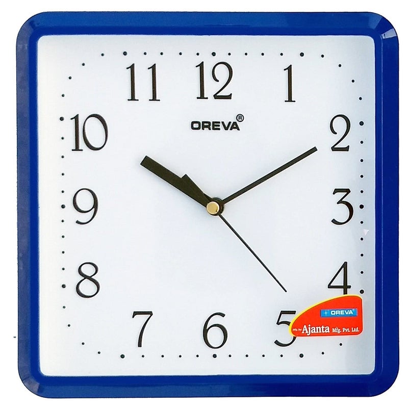 OREVA Plastic Square Shape Simple Small Wall Clock (20.5 x 3.7 x 20.5 cm, M Blue, AQ-1417) - Image 2
