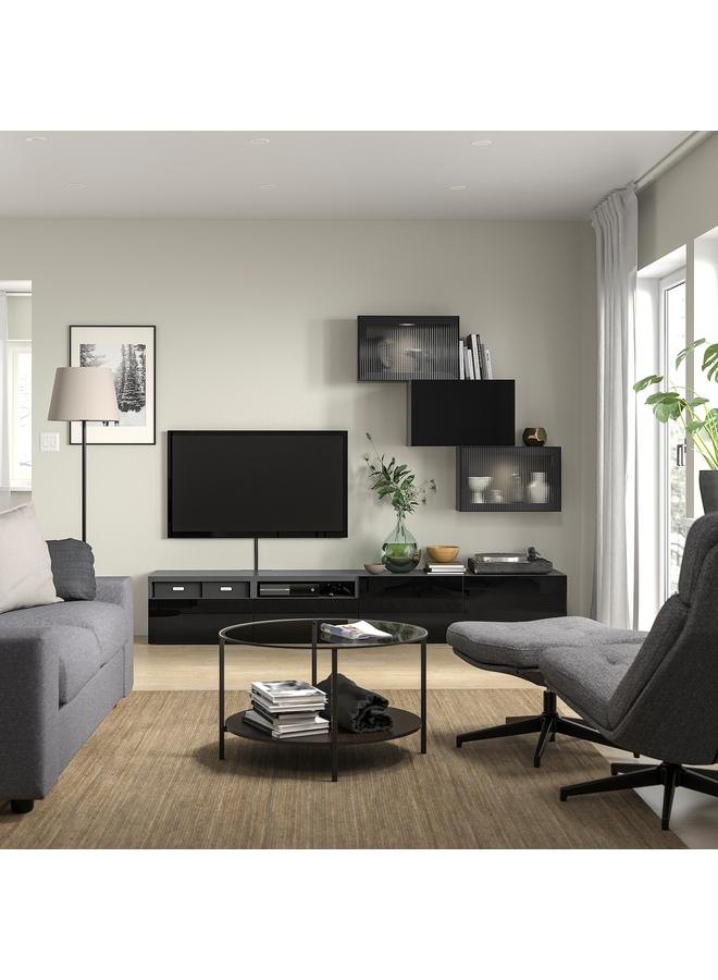 زبون باب زجاجي، زجاج أنثراسيت/ ريد، 60×38 سم - Image 3