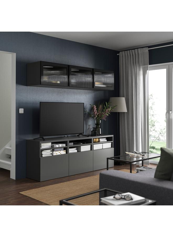 زبون باب زجاجي، زجاج أنثراسيت/ ريد، 60×38 سم - Image 2