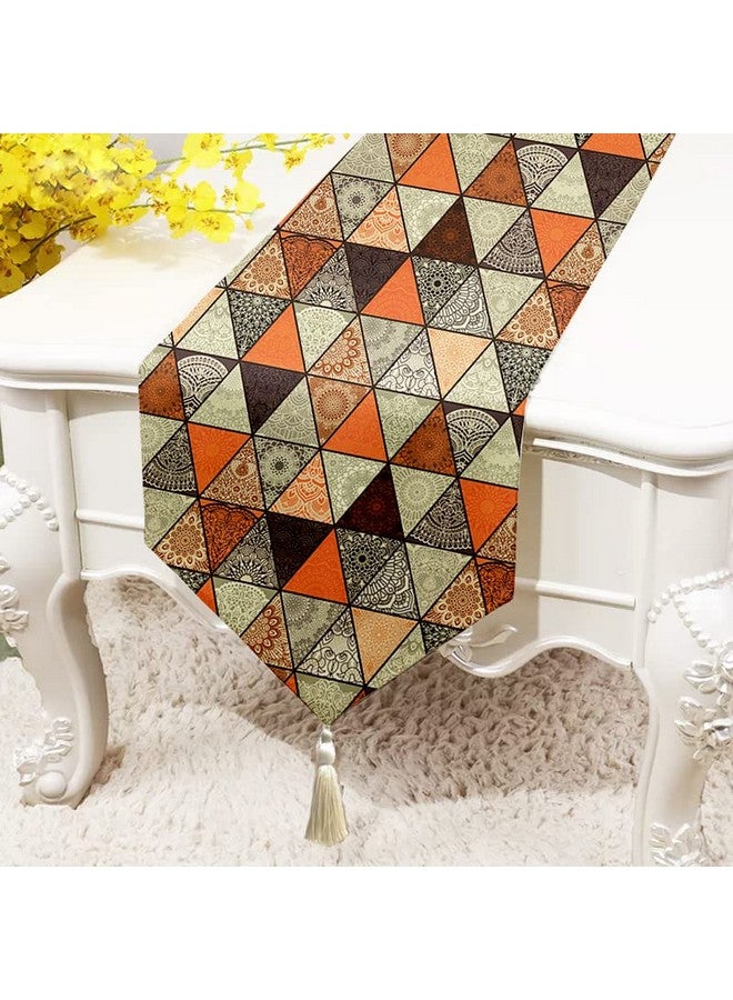 STITCHNEST Mandala Printed Poly Cotton 6 Seater Table Runner and Bed Runner, with Tassel, 13 x 72 Inches - Image 1